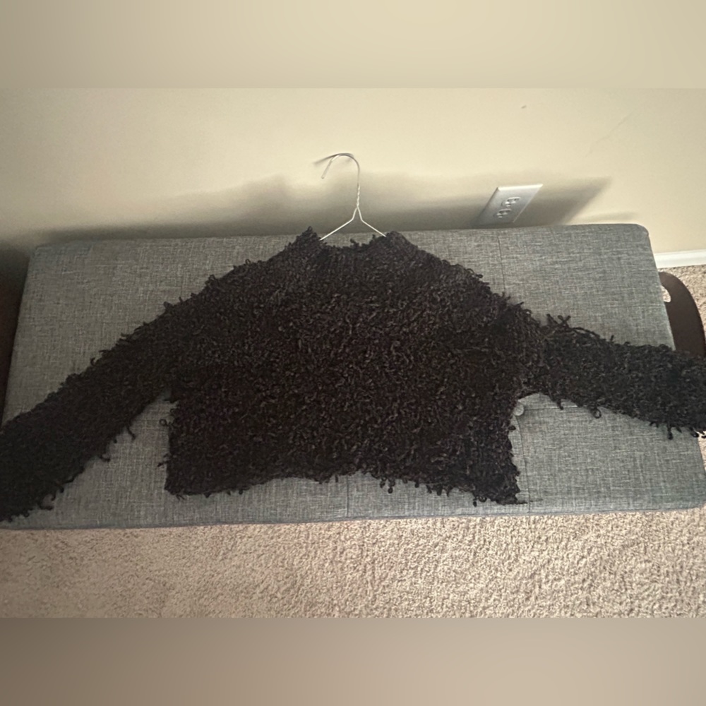 Urban Outfitters Cropped Black Chenille Sweater